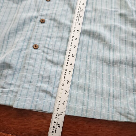 Island Shores Men’s L Blue Plaid Short Sleeve Button Shirt Rayon Blend - Picture 5 of 11